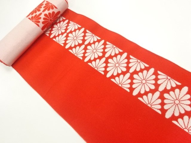 JAPANESE KIMONO / ANTIQUE BOLT FOR OBI / WOVEN FLOWER